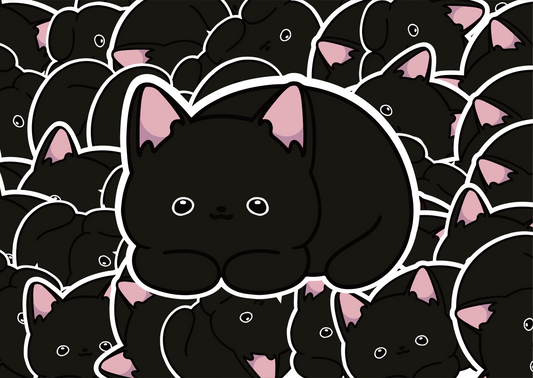 Black Sleeping Cat Sticker | Cat Sticker | Cat Lover | Waterproof Sticker