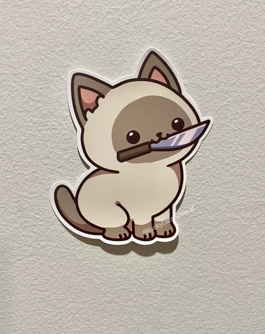 Siamese Knife Cat Sticker  | Cat Sticker | Cat Lover | Waterproof Sticker
