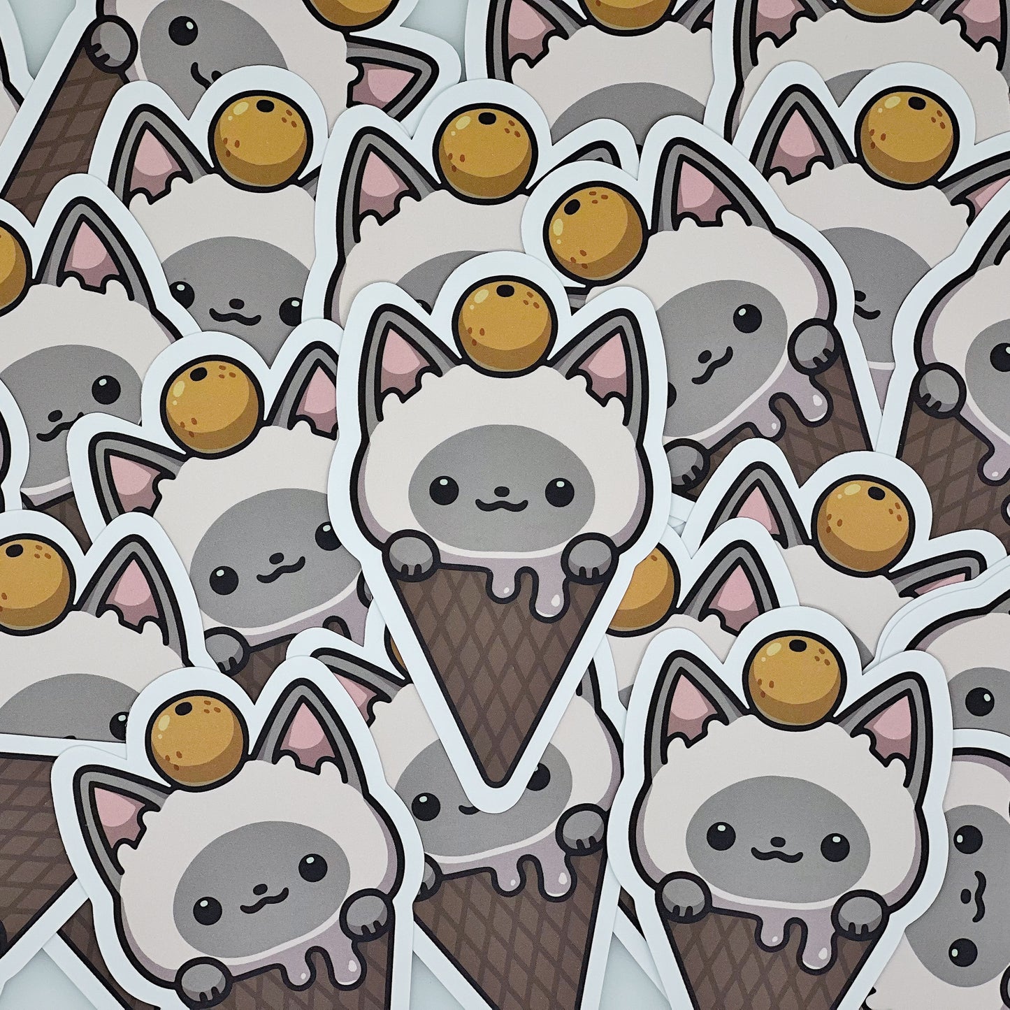 Siamese Ice Cream Cat Sticker | Cat Sticker | Cat Lover | Waterproof Sticker