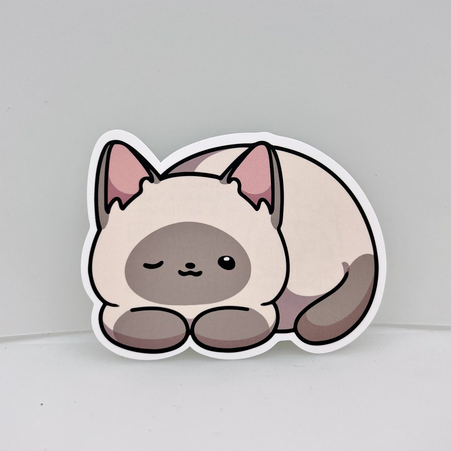 Siamese Sleeping Cat Sticker | Cat Sticker | Cat Lover | Waterproof Sticker