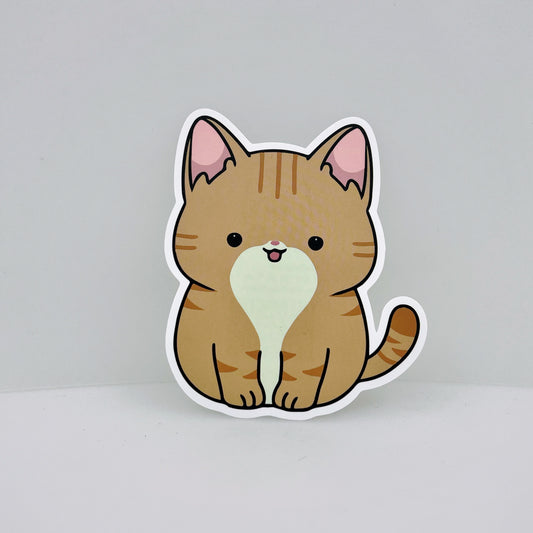 Orange Fat Sitting Cat | Cat Sticker | Cat Lover | Waterproof Sticker