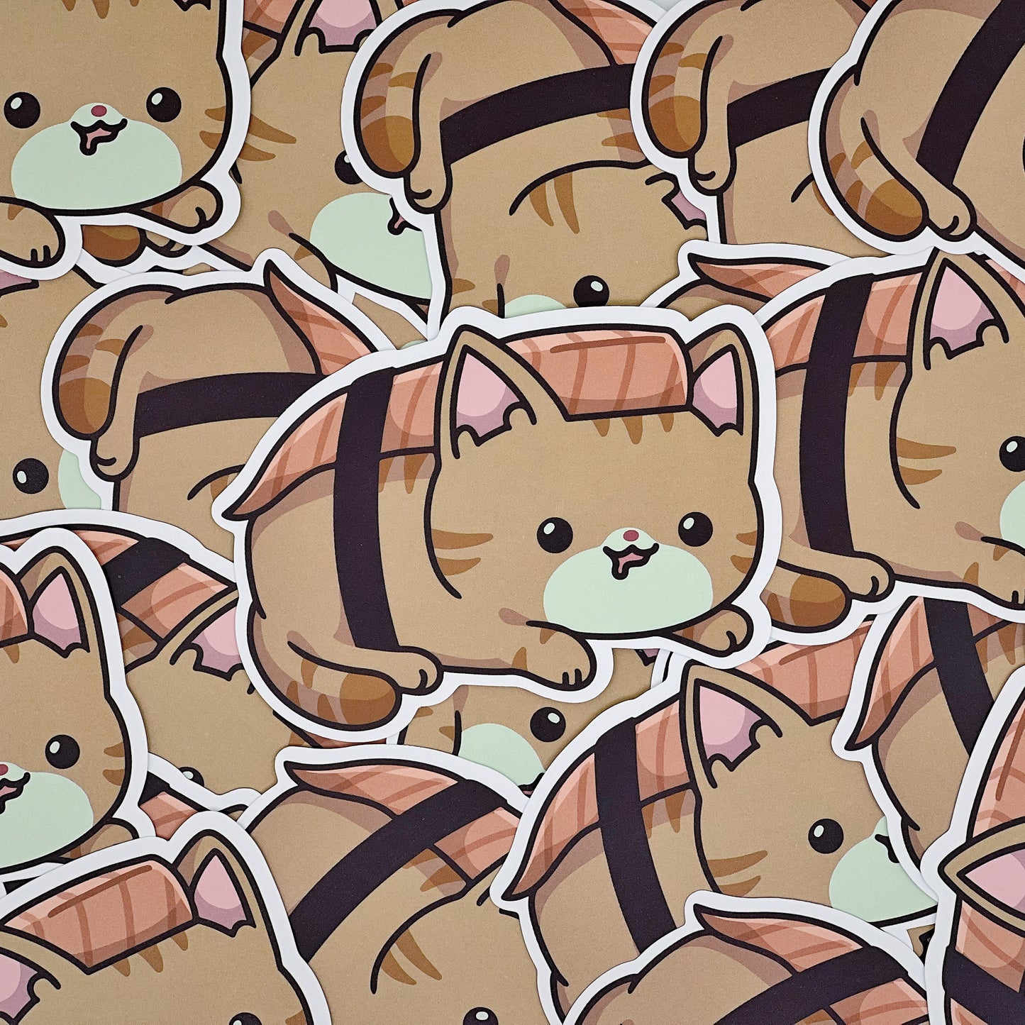 Orange Sushi Cat Sticker | Cat Sticker | Cat Lover | Waterproof Sticker