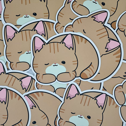 Orange Sleeping Cat Sticker | Cat Sticker | Cat Lover | Waterproof Sticker