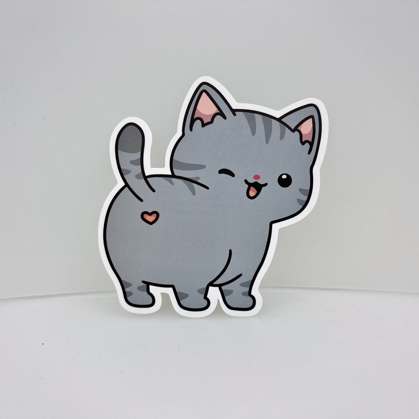 Grey Cute Butt Cat Sticker | Cat Sticker | Cat Lover | Waterproof Sticker