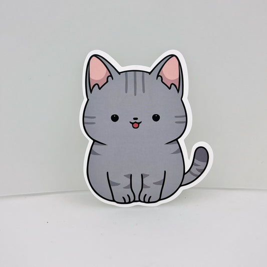 Grey Sitting Cat Sticker | Cat Sticker | Cat Lover | Waterproof Sticker