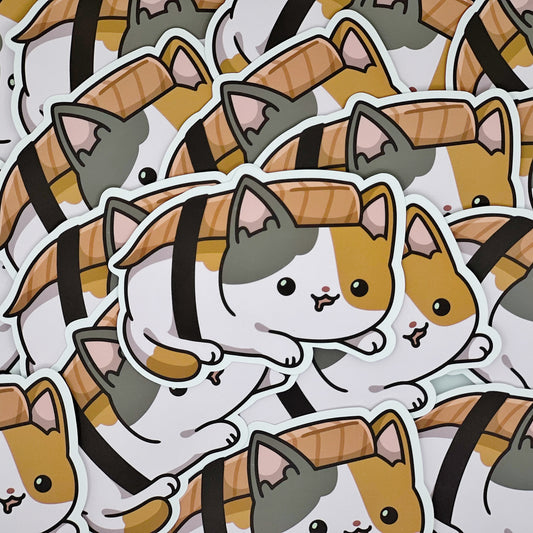 Calico Sushi Cat Sticker | Cat Sticker | Cat Lover | Waterproof Sticker
