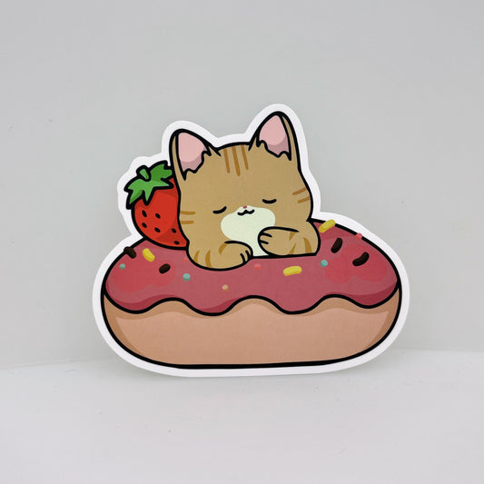 Orange Donut Cat Sticker | Cat Sticker | Cat Lover | Waterproof Sticker