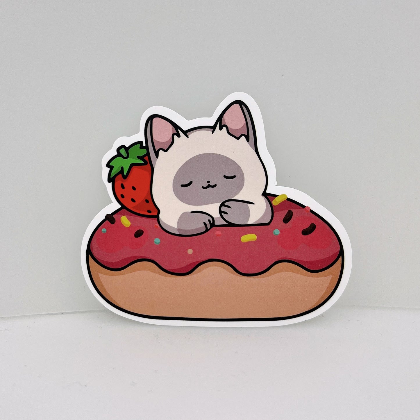 Siamese Donut Cat Sticker | Cat Sticker | Cat Lover | Waterproof Sticker