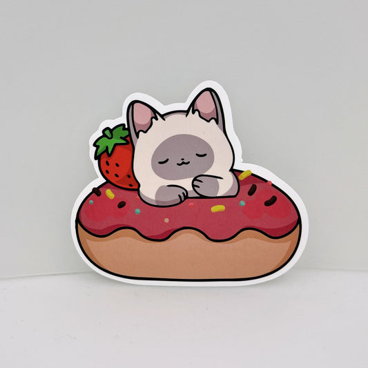Siamese Donut Cat Sticker | Cat Sticker | Cat Lover | Waterproof Sticker