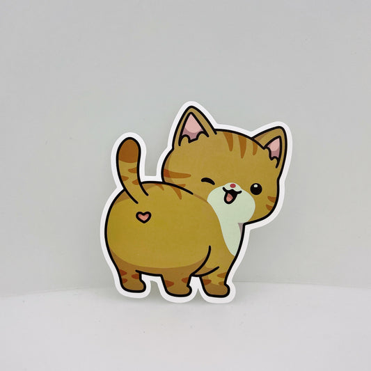 Orange Butt Cat Sticker | Cat Sticker | Cat Lover | Waterproof Sticker